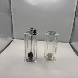 Vintage Clear Acrylic Plastic MCM Rectangle Saltshaker Pepper Grinder 3.5" Tall